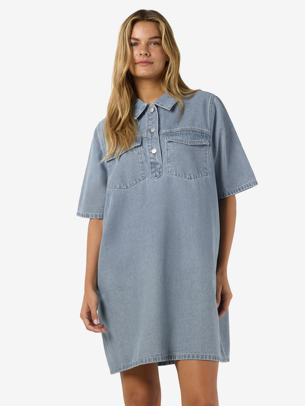 Thumbnail - Noisy May NMINDIE S/S SHORT DRESS AZ425LB NOOS Kurzes Kleid blau in L