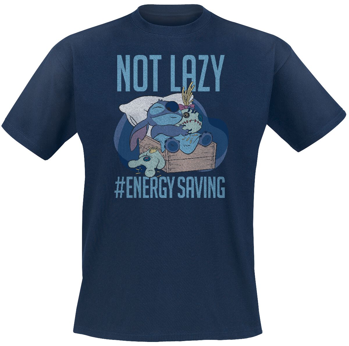Lilo & Stitch Not Lazy T-Shirt blau in XXL