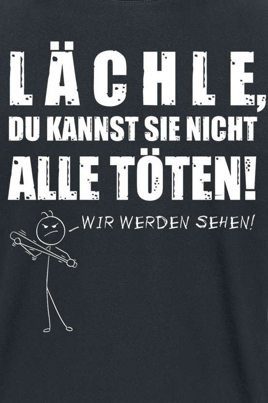 Sprüche T-Shirt - Lächle - 3XL - für Männer - Größe 3XL - schwarz