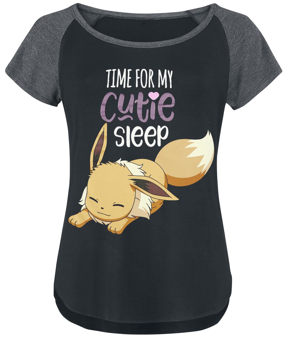 Pokémon Eevee - Time For My Cutie Sleep T-Shirt black mottled anthracite