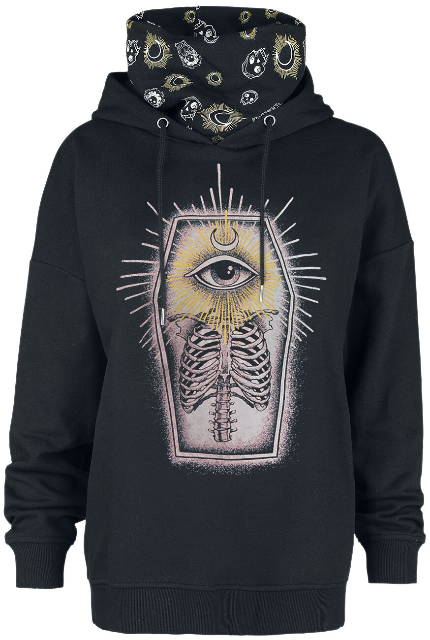 Image of Felpa con cappuccio Gothic di Gothicana by EMP - Hoodie with integrated standing collar - S a XL - Donna - nero