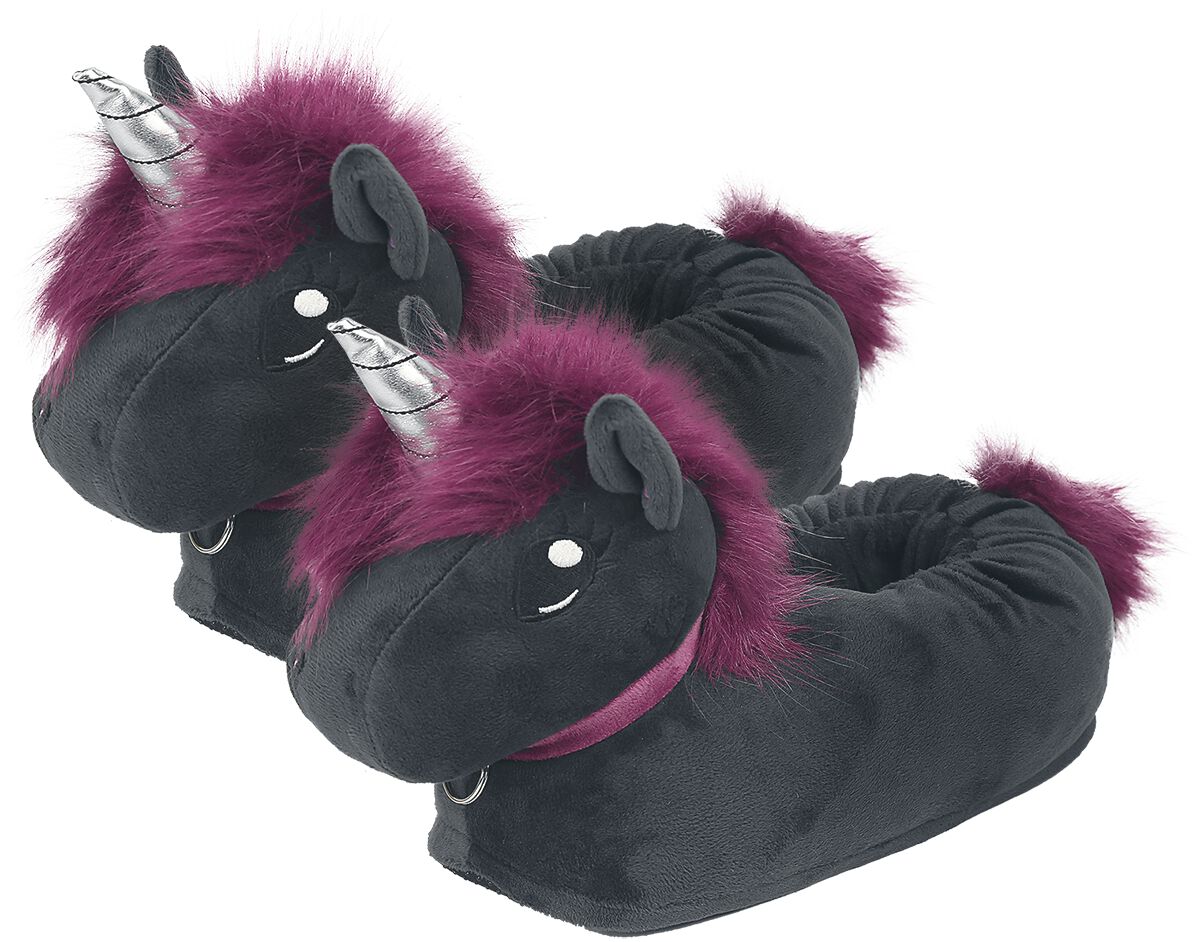 Image of Pantofole Unicorno di Corimori - Ruby Punk Unicorn Adults' Slippers - one size - Donna - nero