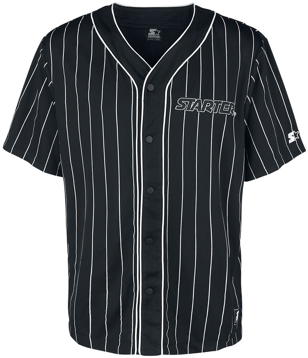 Starter Kurzarmhemd - Baseball Jersey - S bis XL - für Männer - Größe L - schwarz