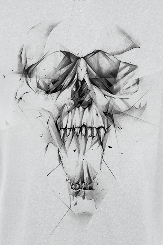 Funshirt Skull T-Shirt grau meliert