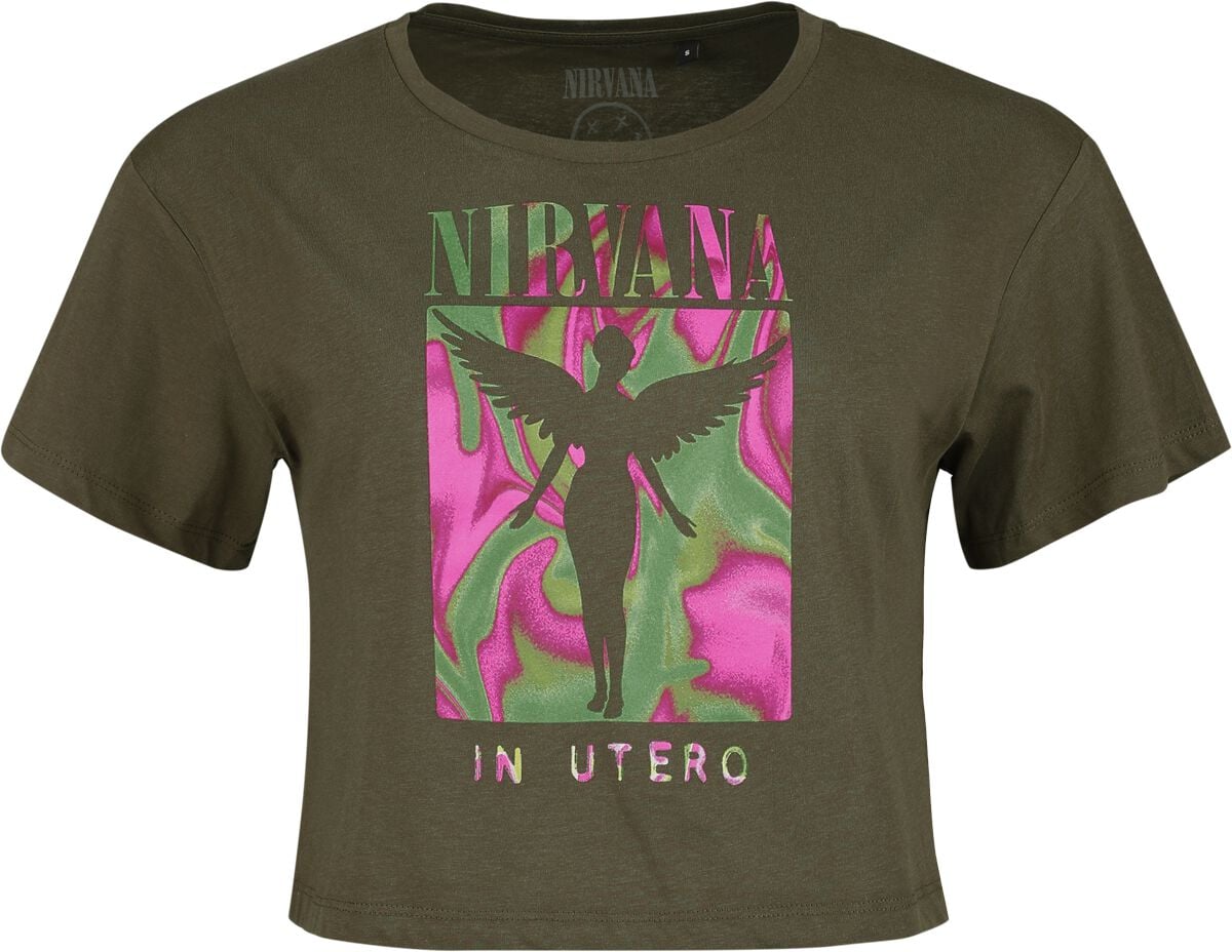 T-Shirt Manches courtes de Nirvana - In Utero - XS à XL - pour Femme - olive