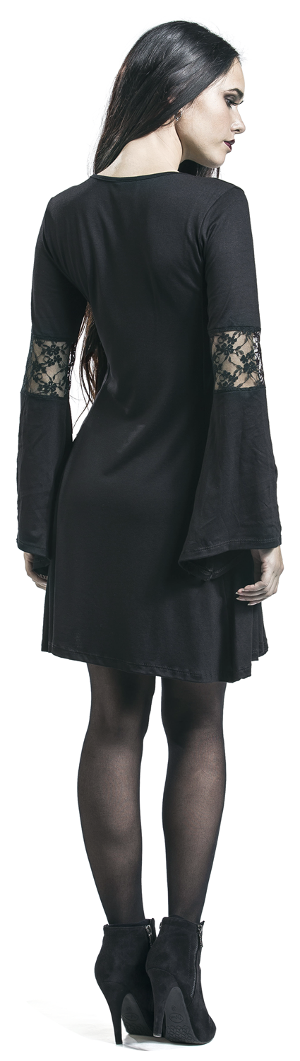 Alchemy England Bleeding Rose Mittellanges Kleid schwarz