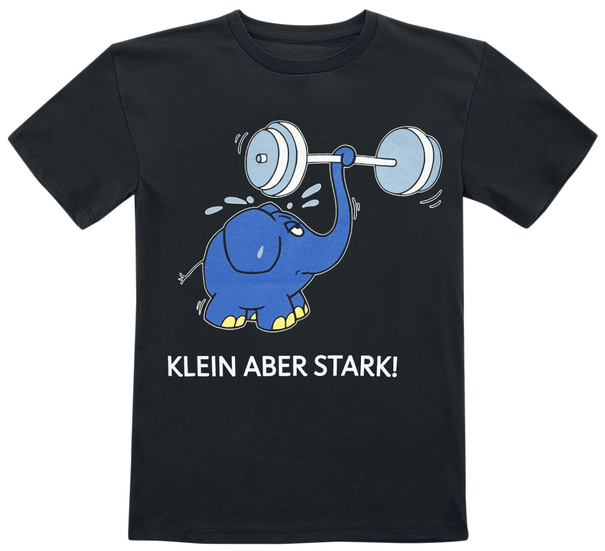 Die Sendung mit der Maus T-Shirt für Kinder - Kids - Klein aber stark - Elefant - für Mädchen & Jungen - schwarz