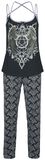 Gothicana X Anne Stokes - Schwarzer Pyjama mit Print inklusive Tuch, Gothicana by EMP, Schlafanzug