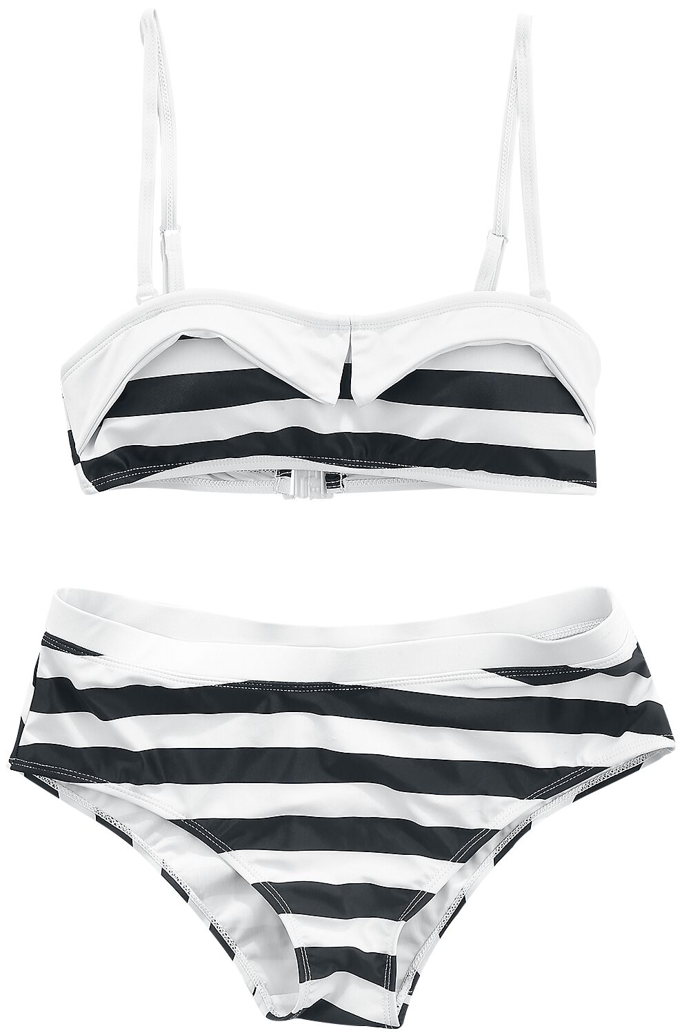 Image of Set bikini Rockabilly di Pussy Deluxe - Big Party Stripes Bikini - XS a XXL - Donna - nero/bianco