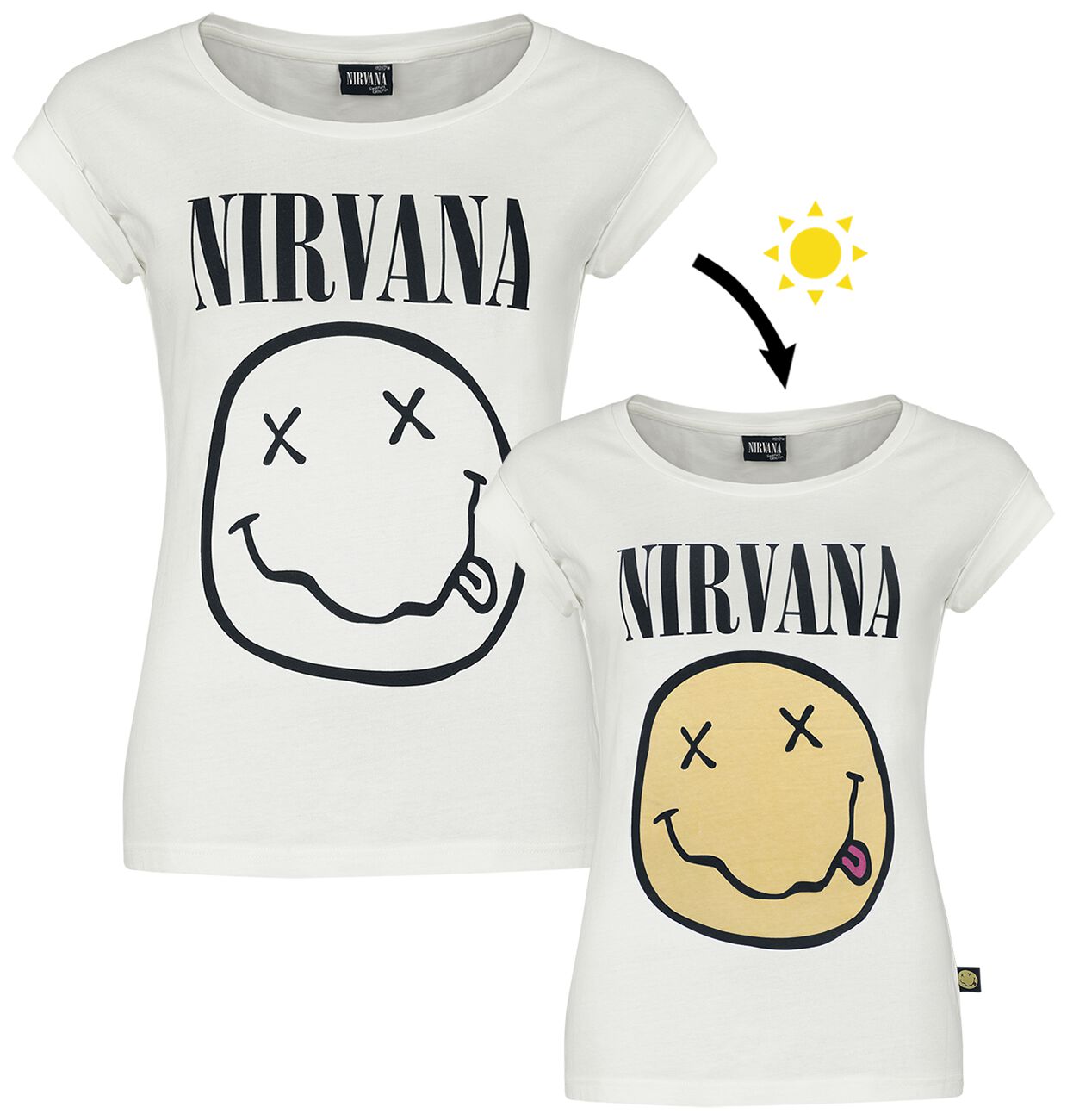 T-Shirt Manches courtes de Nirvana - EMP Signature Collection - S à XL - pour Femme - blanc cassé