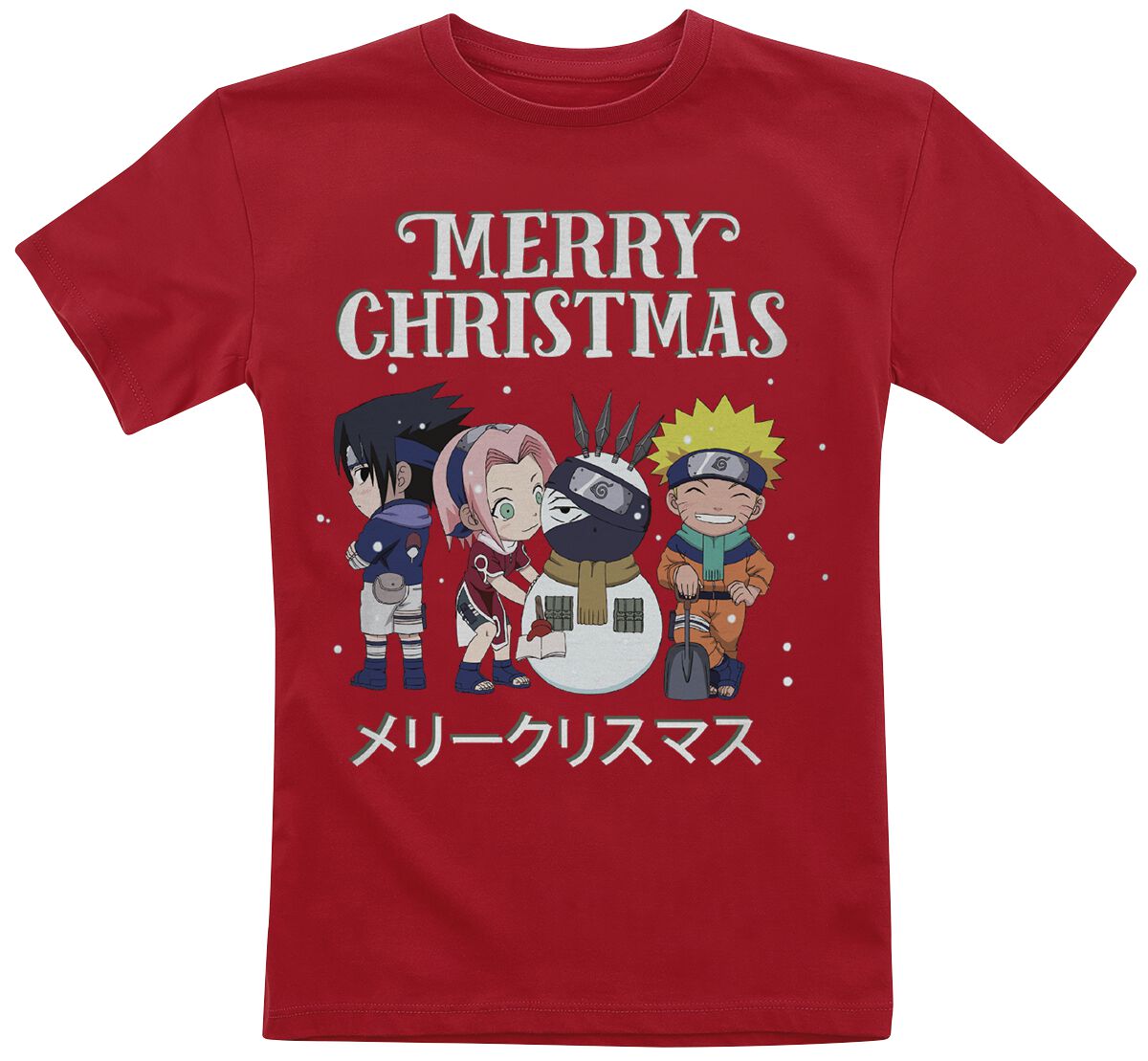 T-shirt de Naruto - Enfants - Merry Christmas - 116 à 140 - pour filles & garçonse - rouge