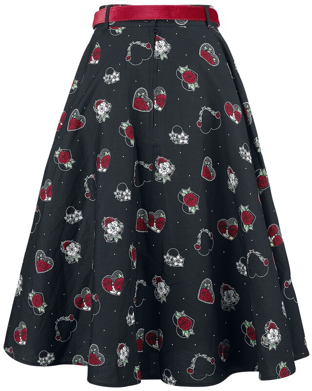 Markenkleidung Hell Bunny Petals 50s Skirt | Hell Bunny Mittellanger Rock