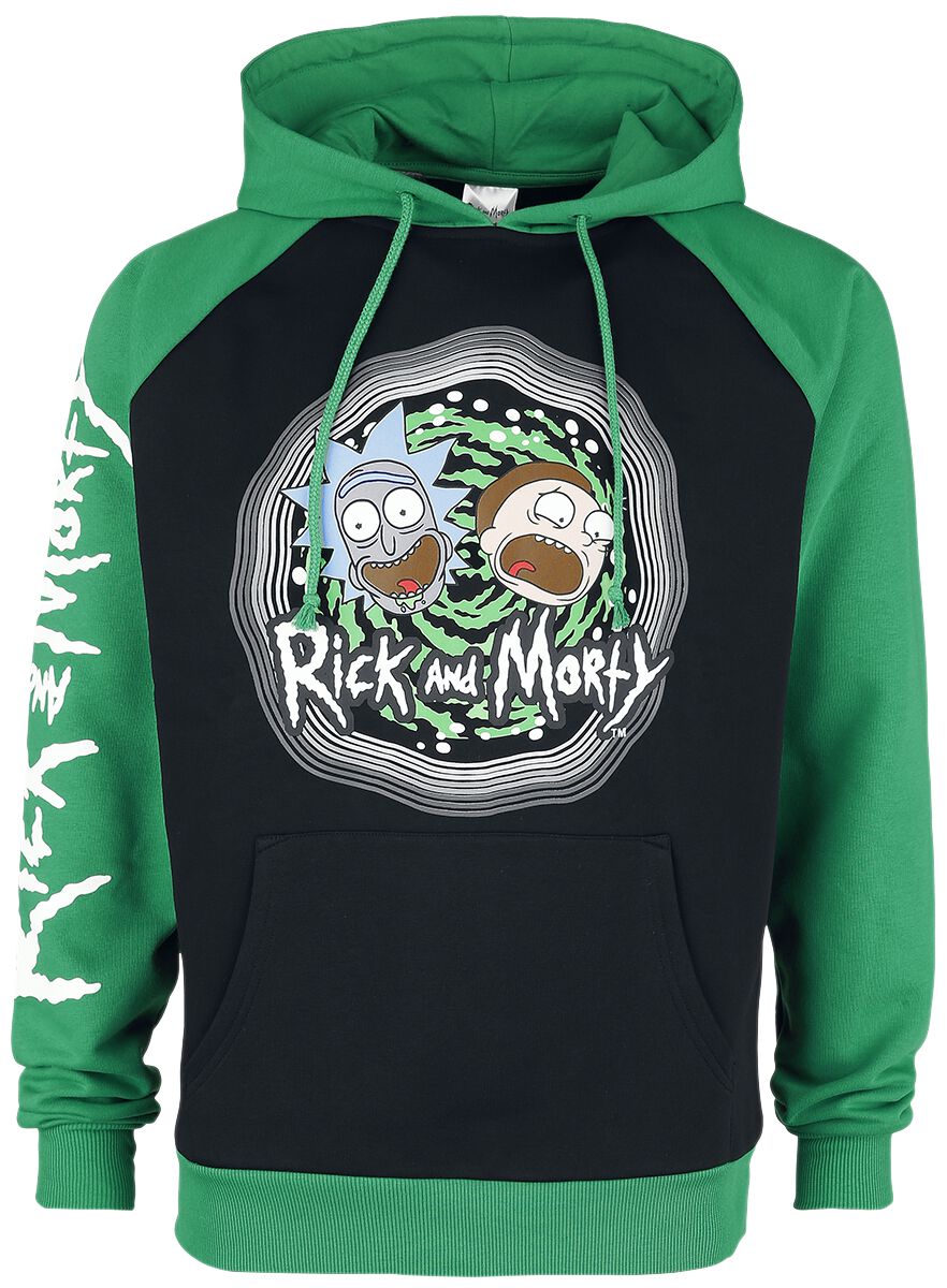 Rick And Morty Portal Kapuzenpullover schwarz grün in L