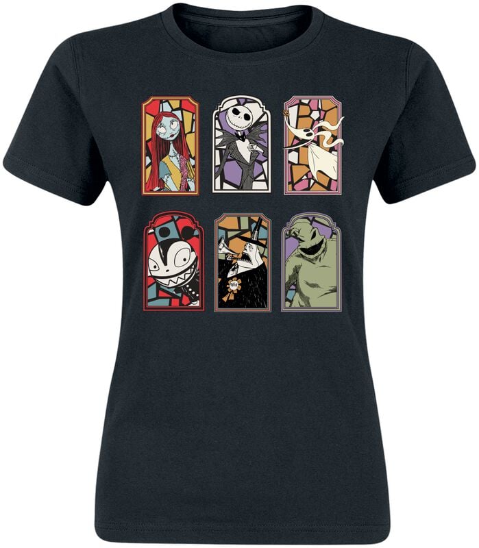 The Nightmare Before Christmas - Disney T-shirt - Glasmosaikfigurer - S till XXL - Damer - sort