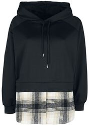 Pullover Hoodie With Check Undershirt