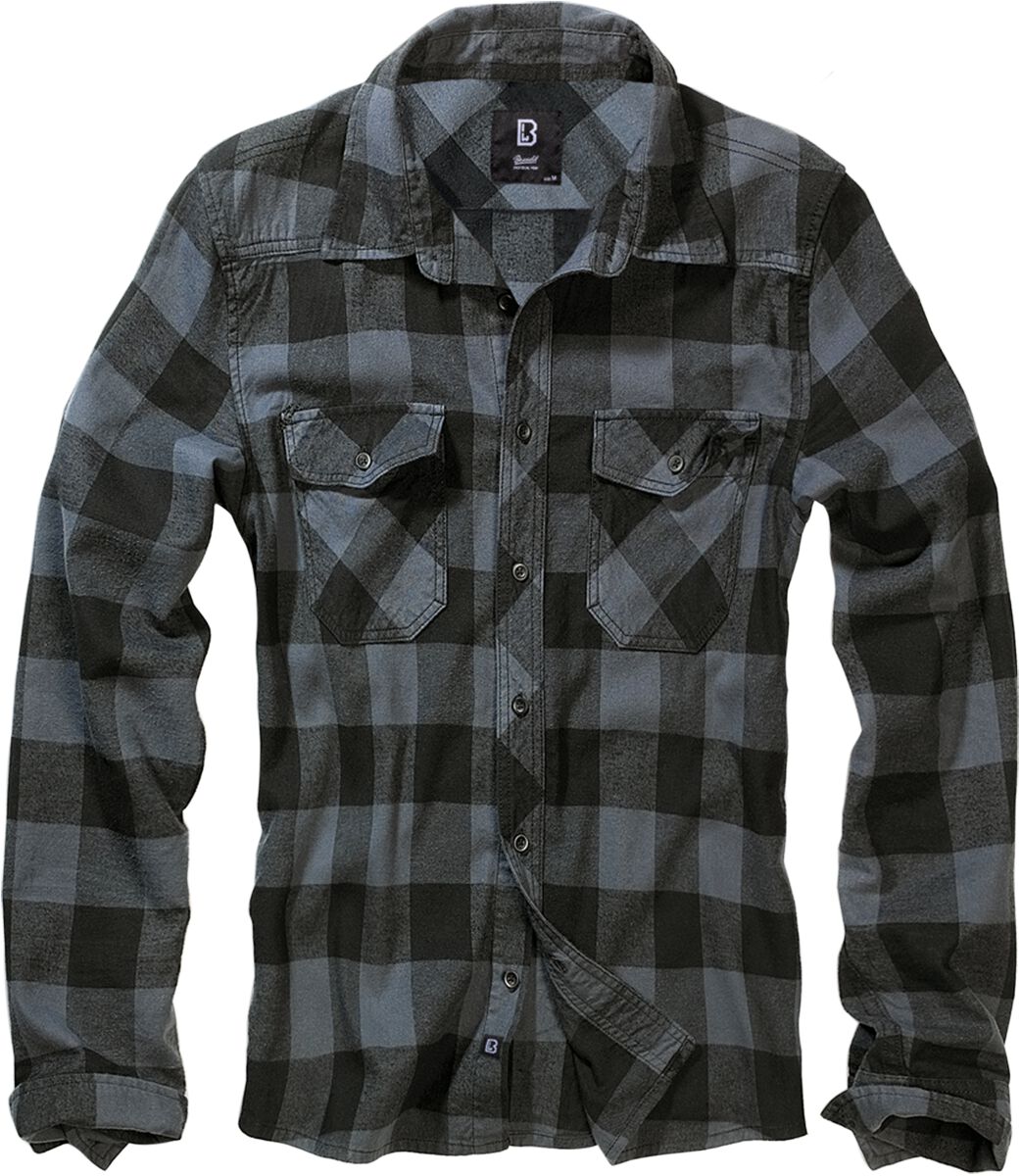 Brandit Flanellhemd - Checkshirt - S bis 7XL - für Männer - Größe XL - schwarz/grau