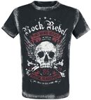 Schwarzes T-Shirt mit Frontprint und Waschung, Rock Rebel by EMP, T-Shirt