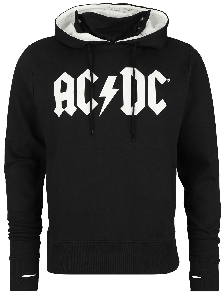 Levně AC/DC Logo Mikina s kapucí cerná/bílá
