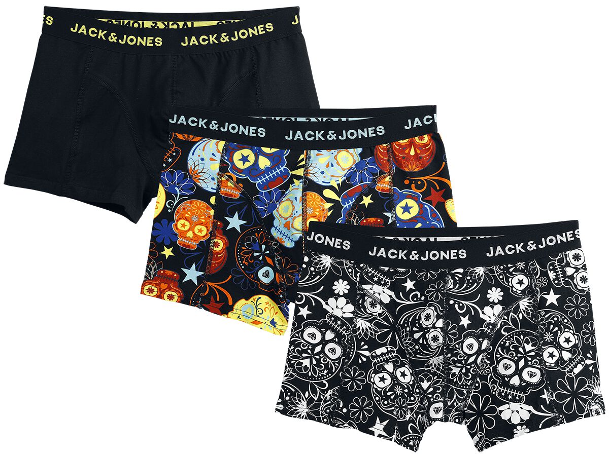 jack & jones jacsugar skull trunks 3 pack boxers black