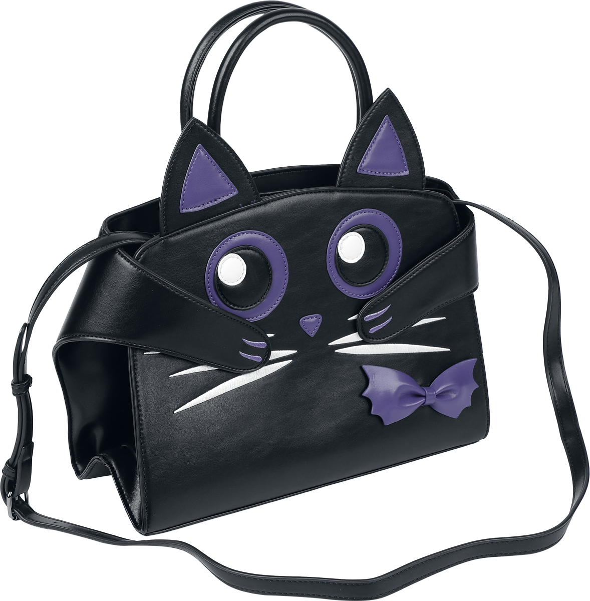 Banned Gothic Handbag - Mystic Cat - for Women - black-lilac