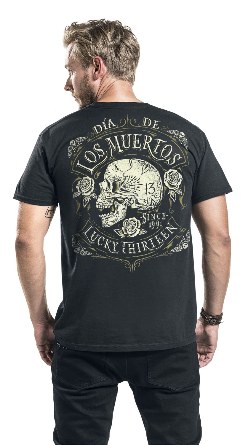 T-Shirt Lucky 13 Motif Crâne Et étoiles Noir - Taille M, Neuf Avec étiquettes