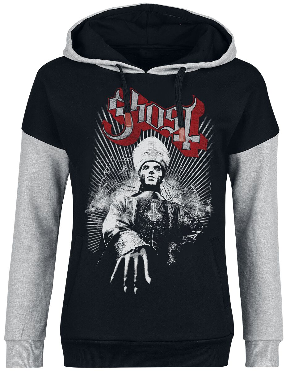 Levně Ghost Priest Dámská mikina s kapucí skvrnitá černá / šedá
