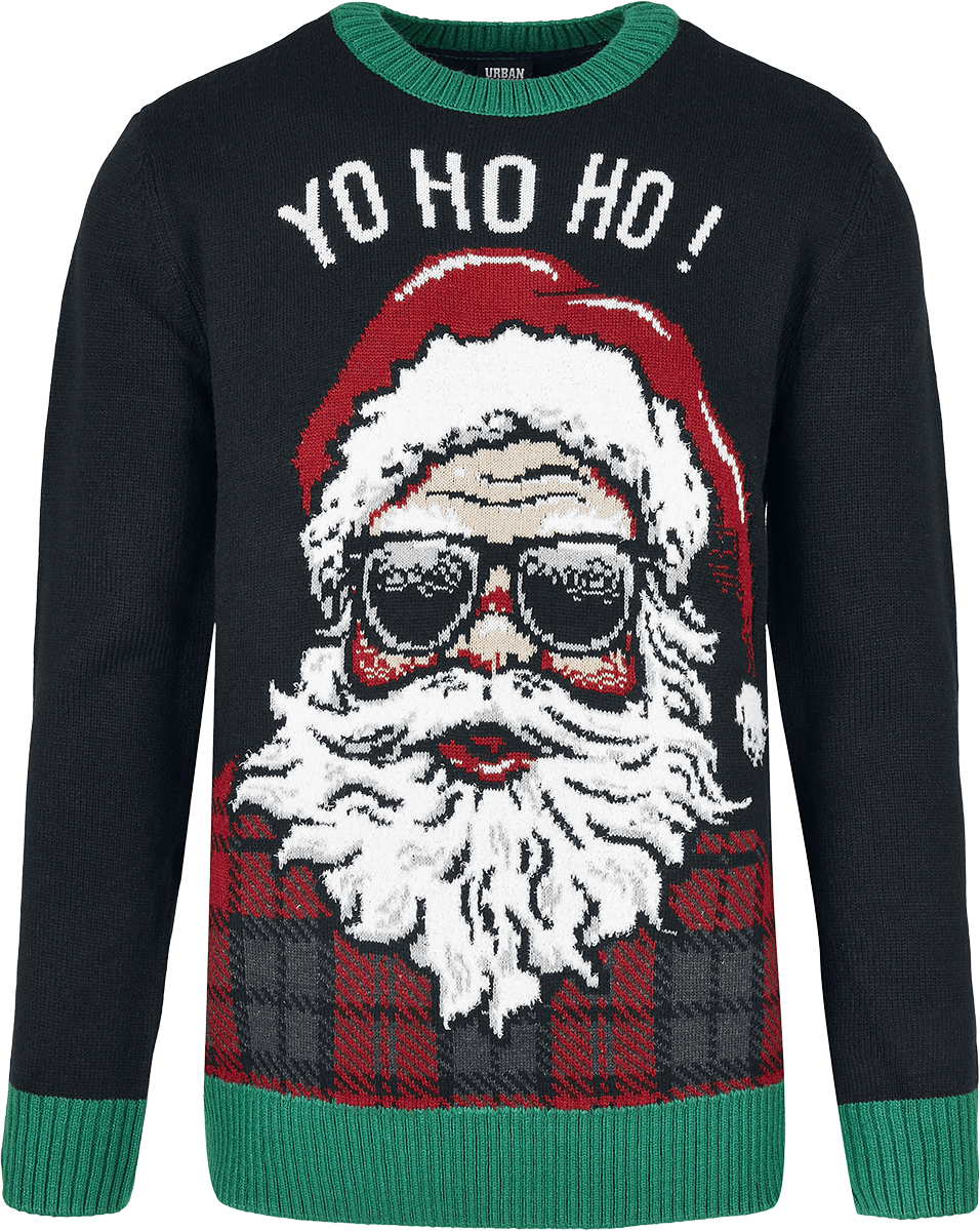 Urban Classics  Christmas jumper - Yo Ho Ho Sweater - for Men - black-green-white