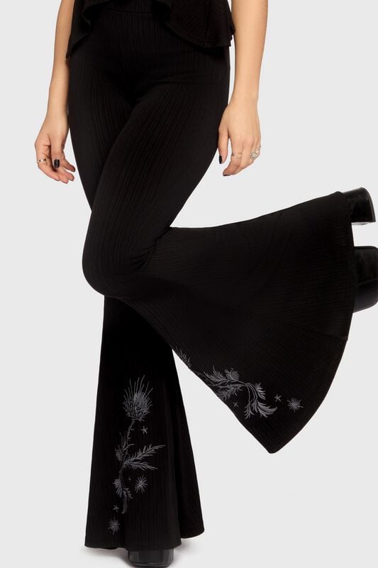 Killstar Mourning Muse - Thistina Flares Stoffhose schwarz in XS