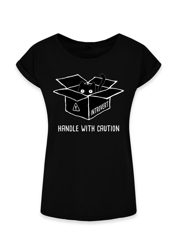 Goodie Two Sleeves T-Shirt - Introvert Cat - S bis XXL - für Damen - Größe S - schwarz