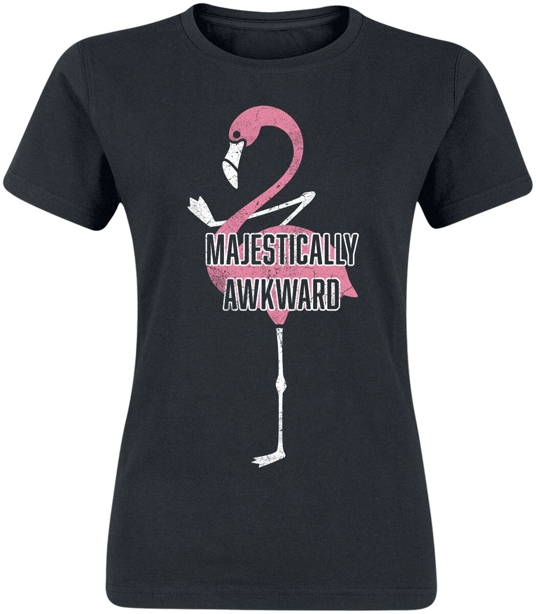T-Shirt Manches courtes Fun de Slogans - Majestically Awkward - S à XXL - pour Femme - noir