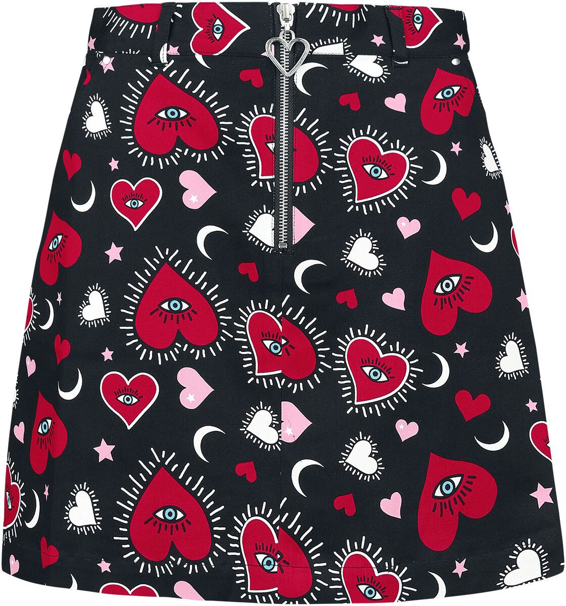 Jupe courte de Hell Bunny - Kate Heart Skirt - XS à L - pour Femme - noir/rouge