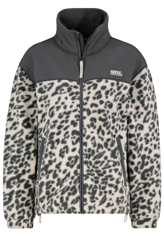 Sublevel  Fleece Jacket - FLEECE JACKET WITH ALL-OVER PRINT - for Women - black-beige