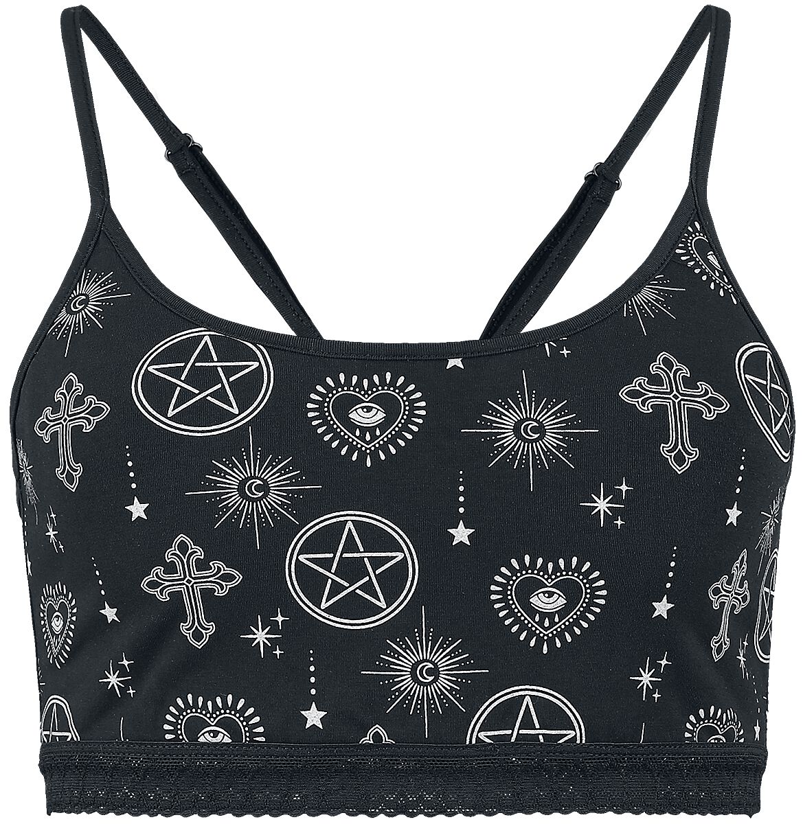 Gothicana by EMP Bralette with pentagramm and witchy print Bustier schwarz in XL