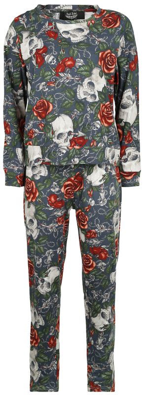 Pyjama with Skull and Roses Alloverprint