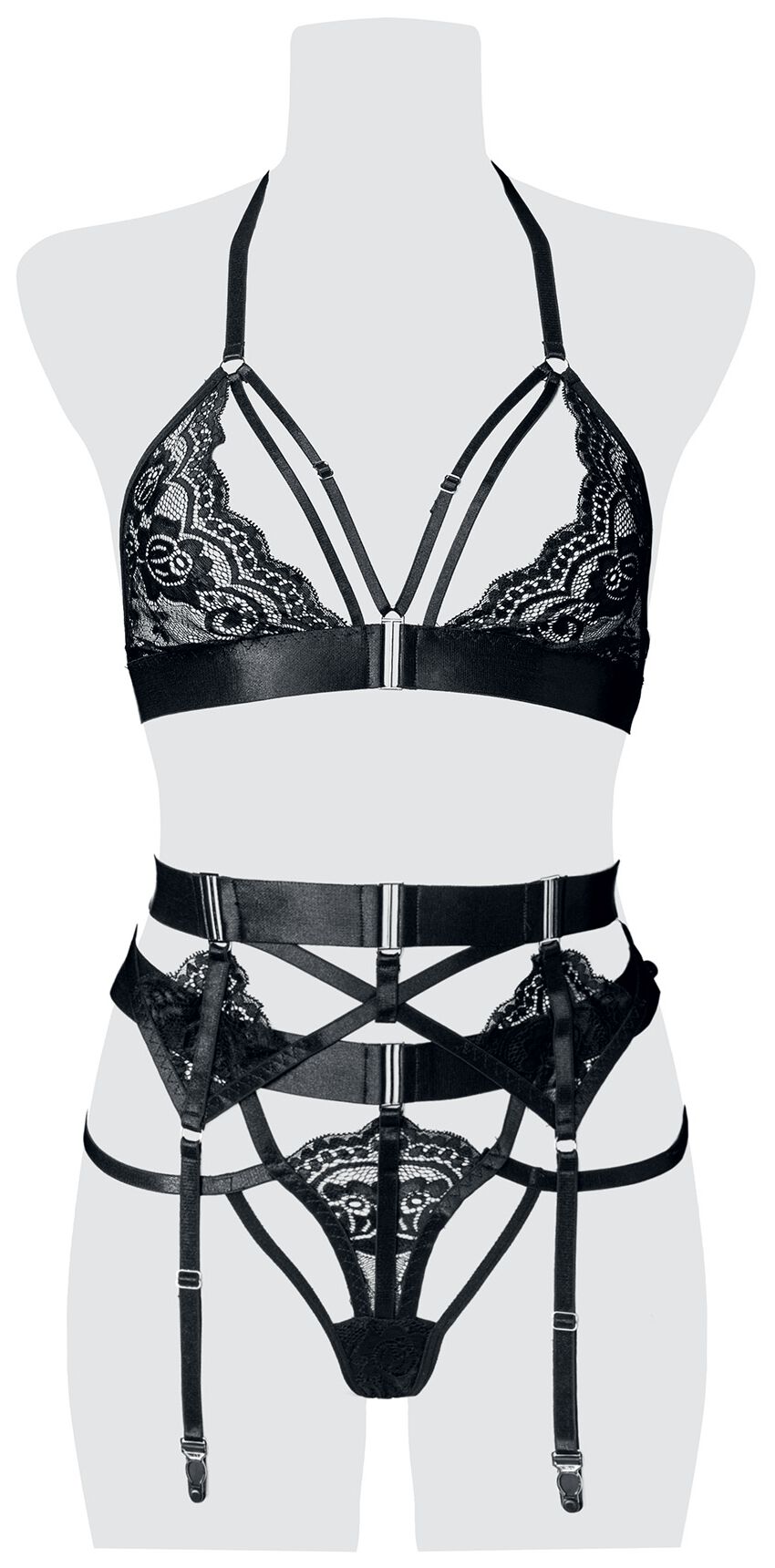 Image of Abbigliamento intimo Gothic di Grey Velvet - Lingerie set - M a XXL - Donna - nero