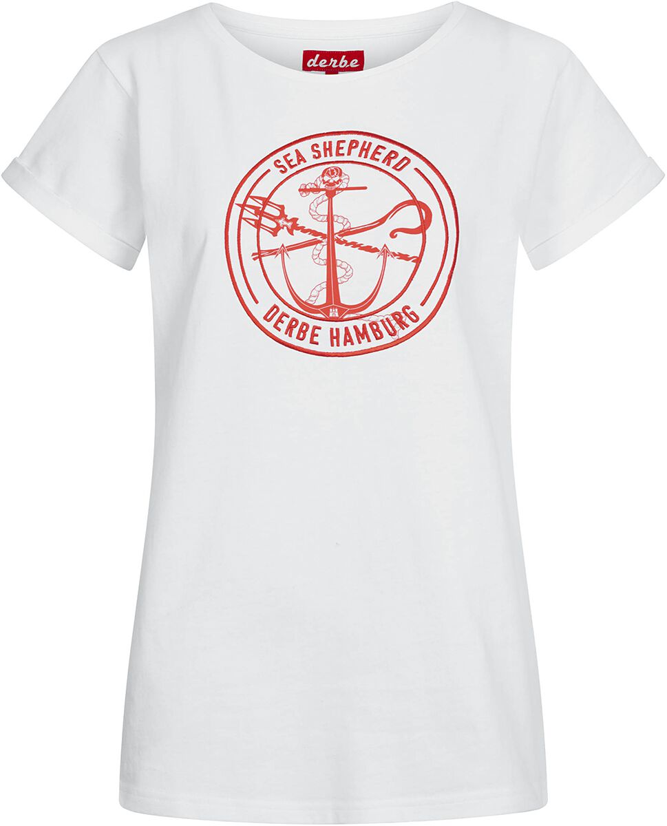 T-Shirt Manches courtes de Sea Shepherd x Derbe - Barbe Mono Gots - XS à L - pour Femme - blanc/oran