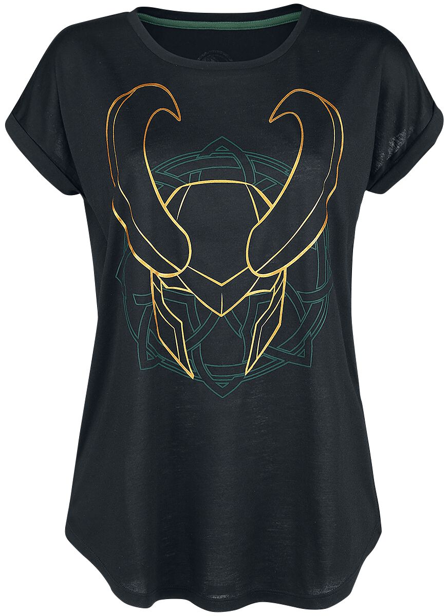 Loki - Marvel T-Shirt - Loki Helm - S - für Damen - Größe S - schwarz  - EMP exklusives Merchandise!