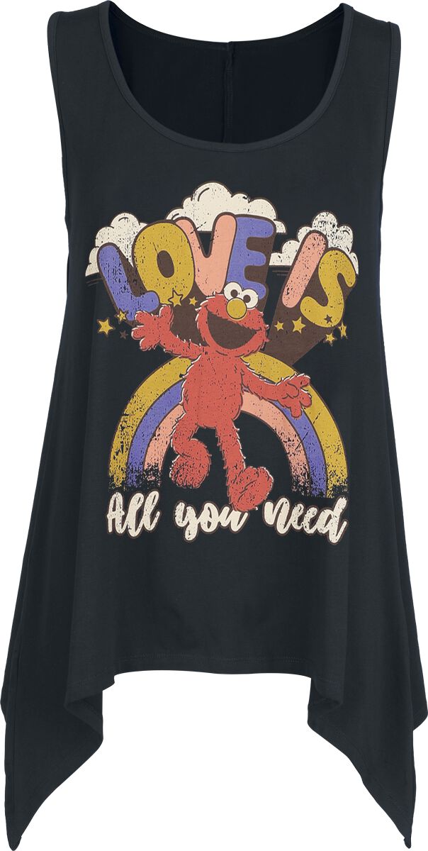 Sesamstraße Top - Elmo - Love Is All You Need - S bis 3XL - für Damen - Größe M - schwarz  - EMP exklusives Merchandise!