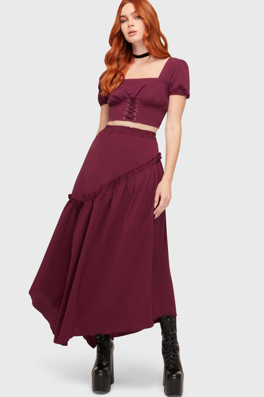 Thumbnail - Killstar Withered Garden - Wild Petal Maxi Skirt Mittellanger Rock purple in 3XL