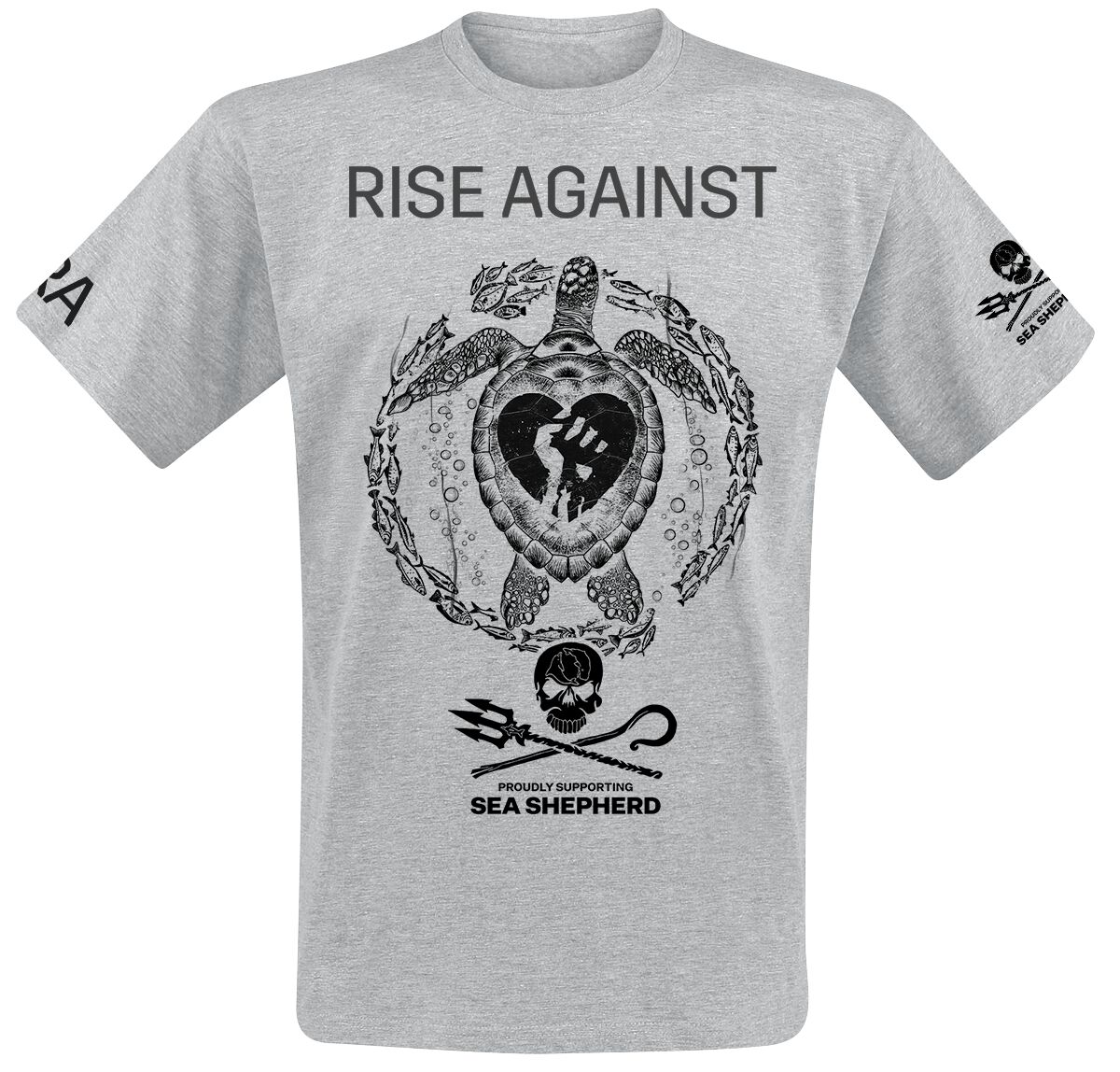 Rise Against Sea Shepherd Cooperation - Our Precious Time Is Running Out T-Shirt grau meliert in L