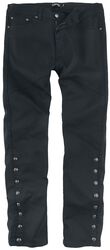 Schwarze Jeans mit Knopfleiste an den Beinen