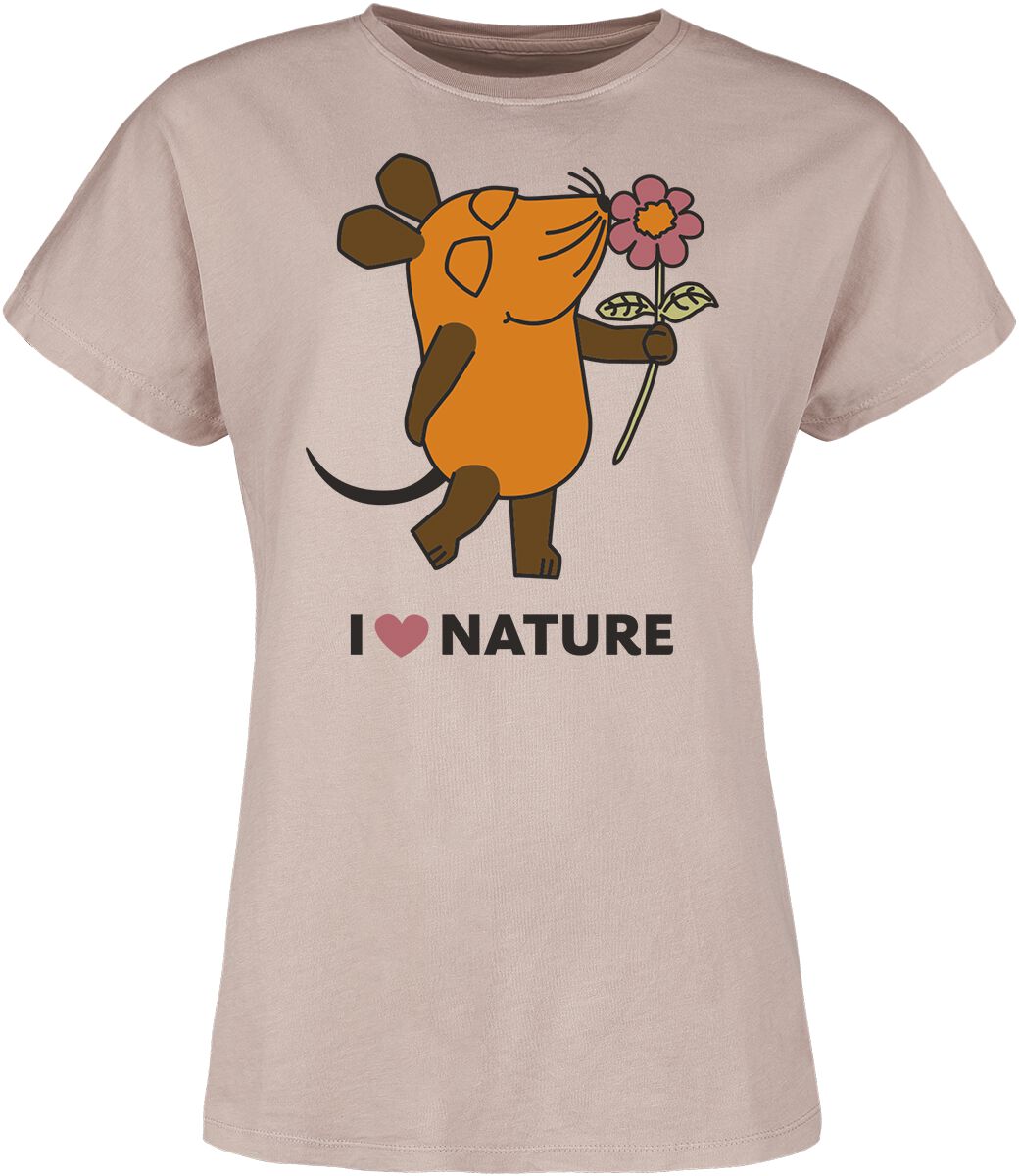 Die Sendung mit der Maus T-Shirt - I Love Nature - XL bis XXL - für Damen - Größe XL - altrosa  - EMP exklusives Merchandise!