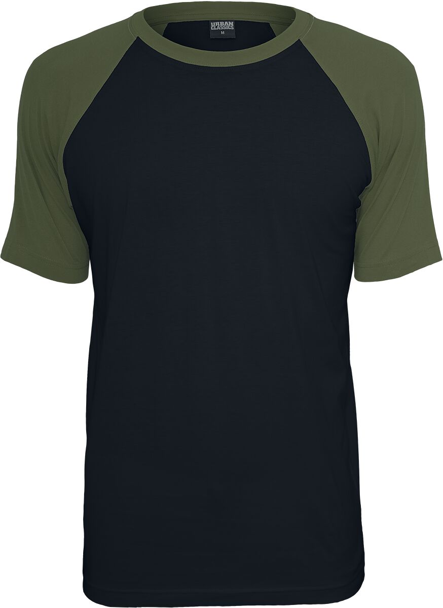 Urban Classics Raglan Contrast Tee T-Shirt schwarz oliv in 4XL