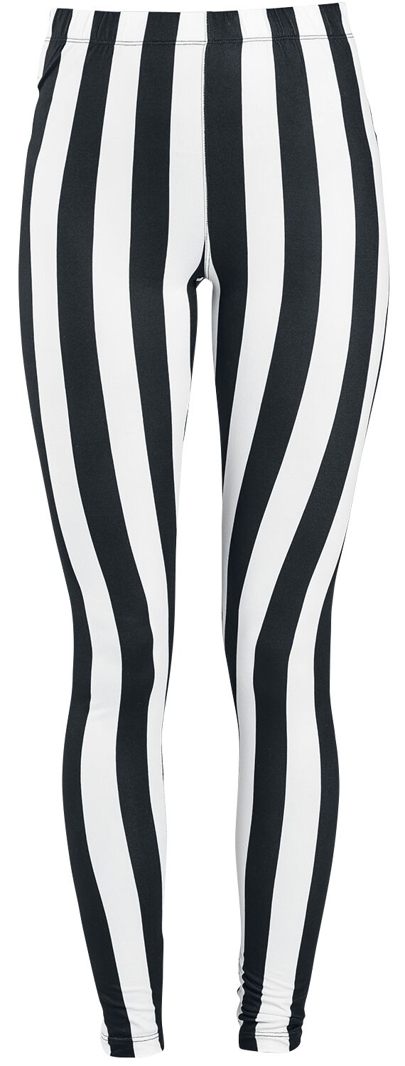 Image of Leggings Gothic di Gothicana by EMP - Black/White Striped Leggings - S a 5XL - Donna - nero/bianco