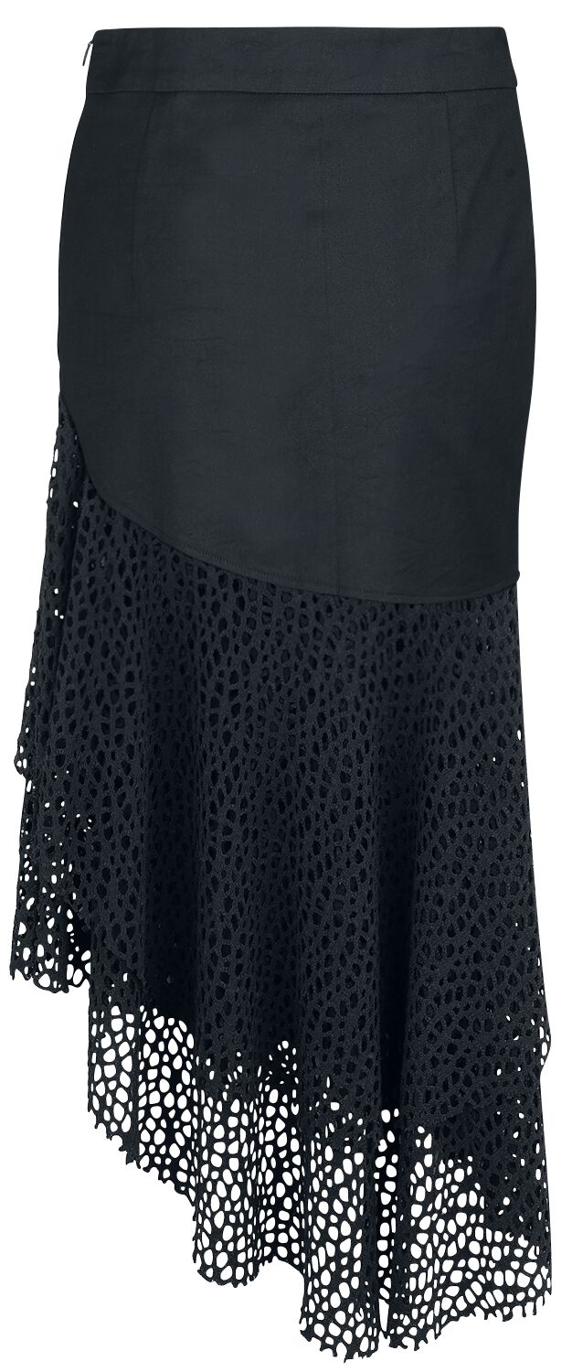 Jawbreaker Gothic Rock knielang Asymmetrical Midi Skirt XS bis XXL für Damen Größe M schwarz  - Onlineshop EMP