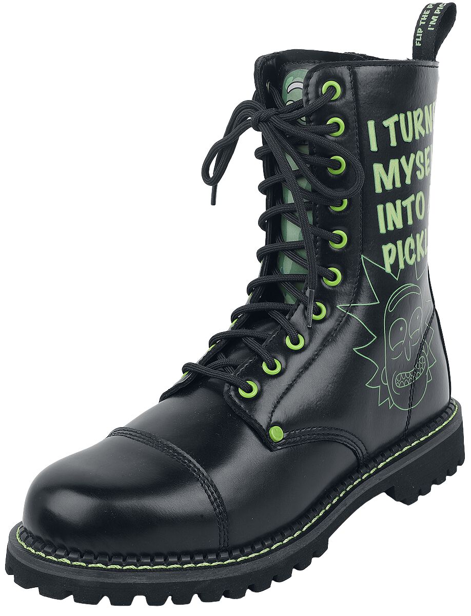 Rick And Morty Pickle Rick Laced Boots black