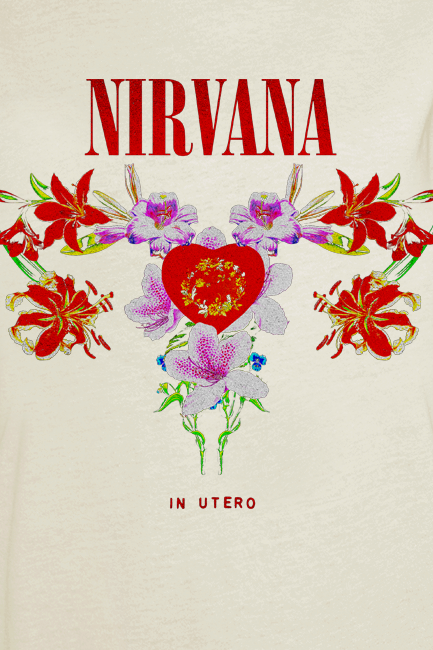 Nirvana T-Shirt - In Utero Floral - S bis XL - für Damen - Größe S - beige  - Lizenziertes Merchandise!