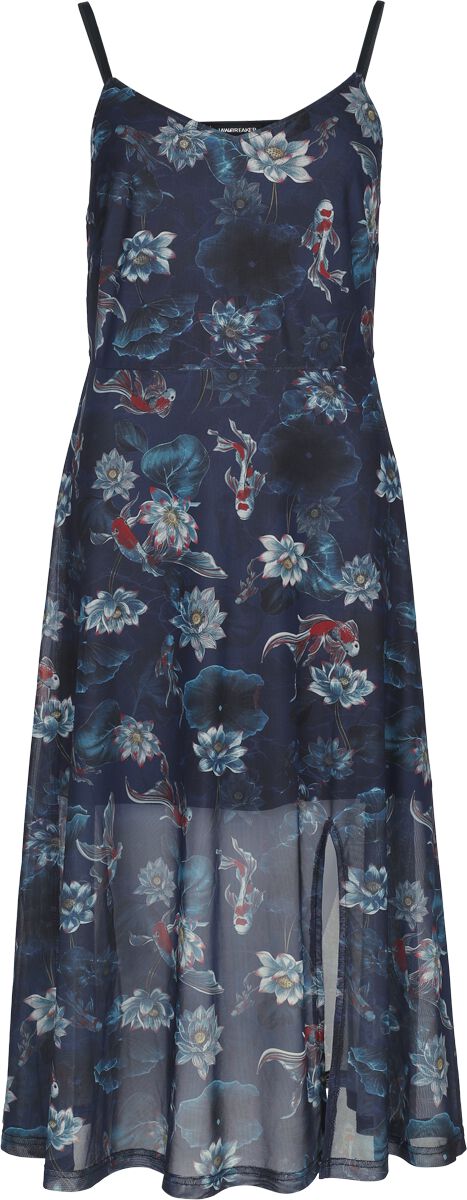 Abito media lunghezza Rockabilly di Jawbreaker - Flower Print Cami Mesh Midi Dress - Donna - blu