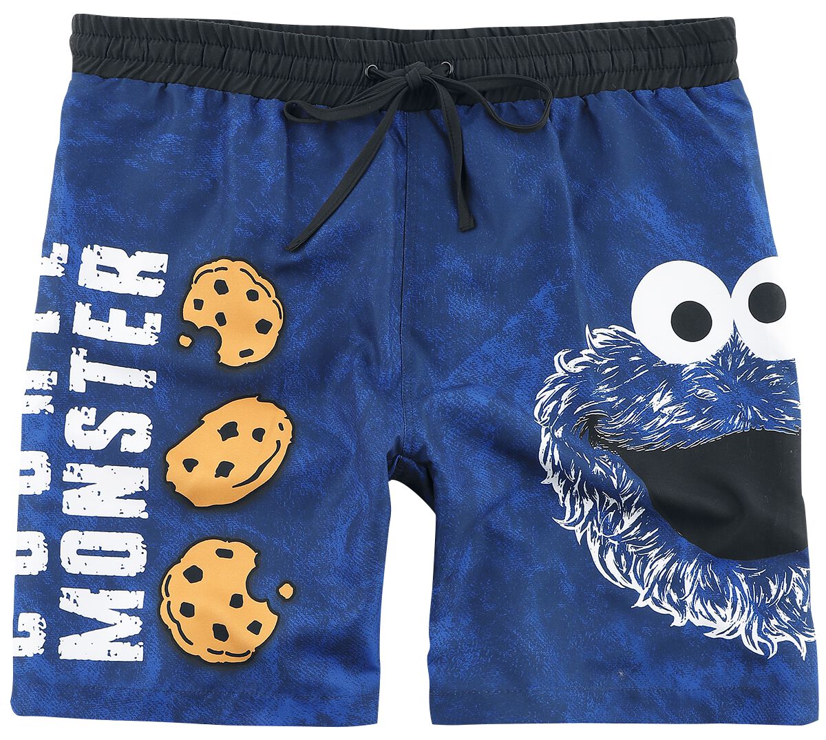 Sesamstraße Badeshort - Cookie Monster - Face - M bis 3XL - für Männer - Größe M - blau  - EMP exklusives Merchandise!
