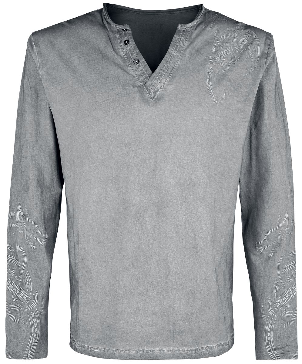 Image of Maglia Maniche Lunghe di Black Premium by EMP - Grey Long-Sleeve Shirt - XL a 5XL - Uomo - grigio